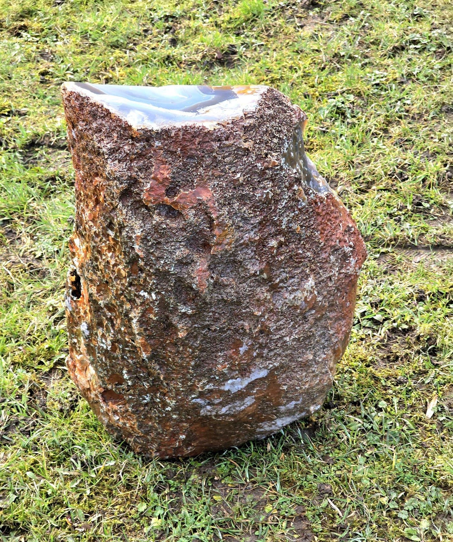 Large Blue Agate Crystal Geode 29.5kg – Polished Natural Madagascar Druze Agate Crystal Display