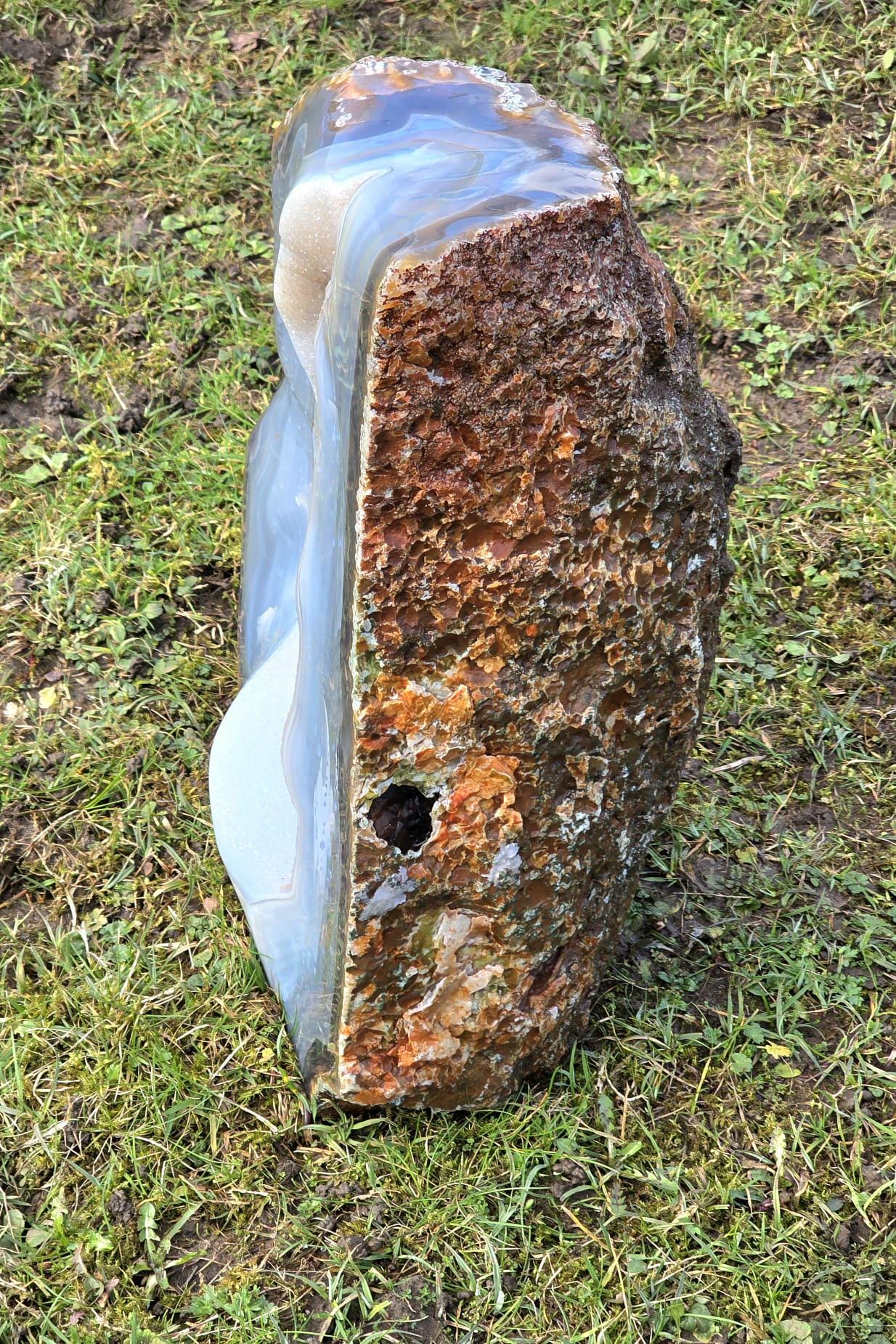 Large Blue Agate Crystal Geode 29.5kg – Polished Natural Madagascar Druze Agate Crystal Display