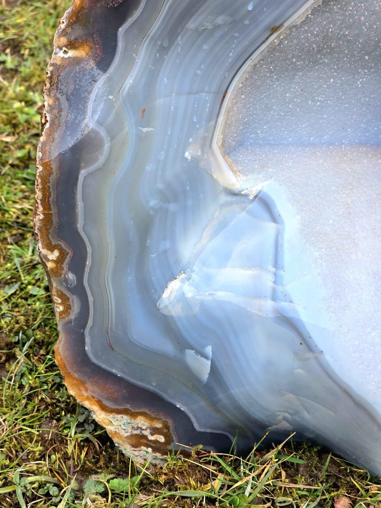 Large Blue Agate Crystal Geode 29.5kg – Polished Natural Madagascar Druze Agate Crystal Display