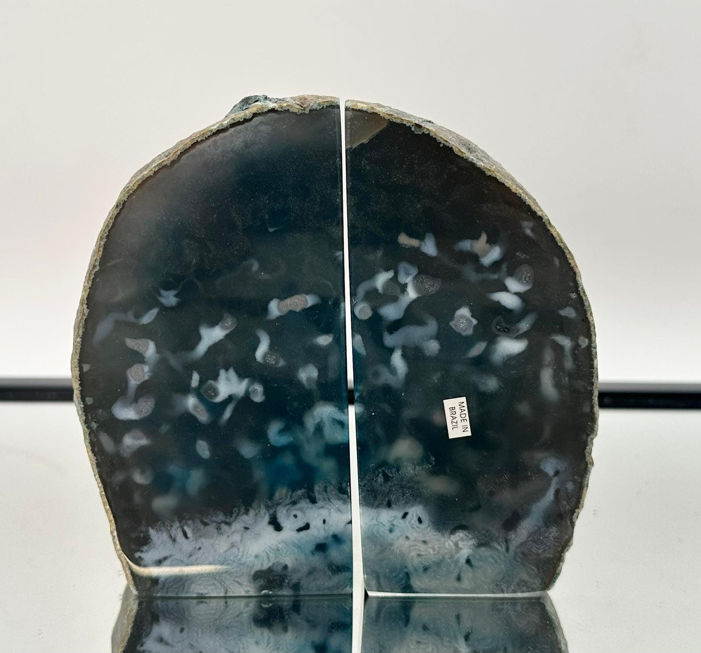 Blue Agate Crystal Bookends Home Decor Office Gift Natural Agate Quartz (#62)