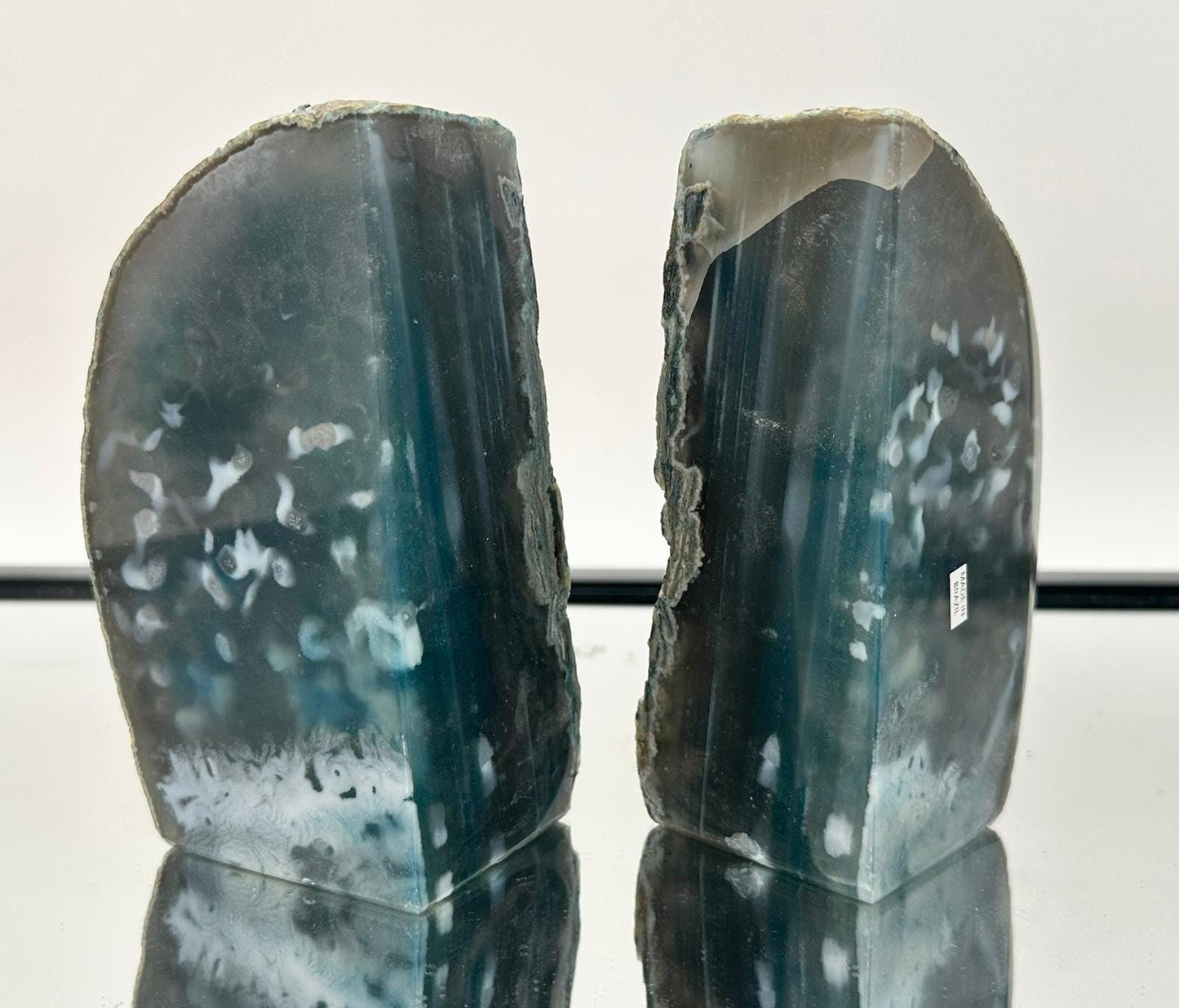 Blue Agate Crystal Bookends Home Decor Office Gift Natural Agate Quartz (#62)
