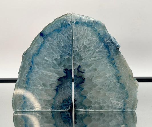 Large Blue Agate Crystal Bookends Home Decor Office Gift Natural Agate Quartz (#61)