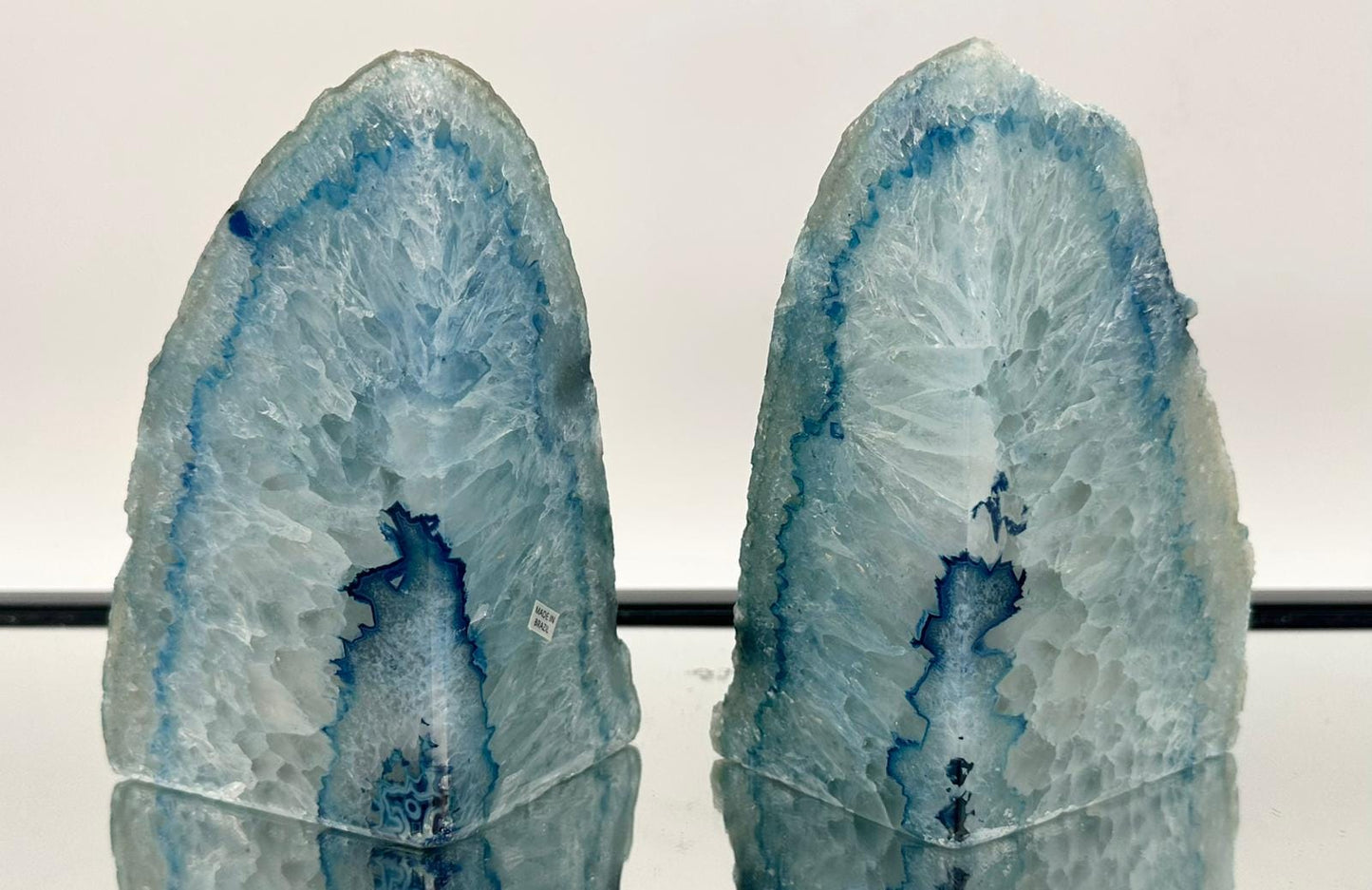 Large Blue Agate Crystal Bookends Home Decor Office Gift Natural Agate Quartz (#61)