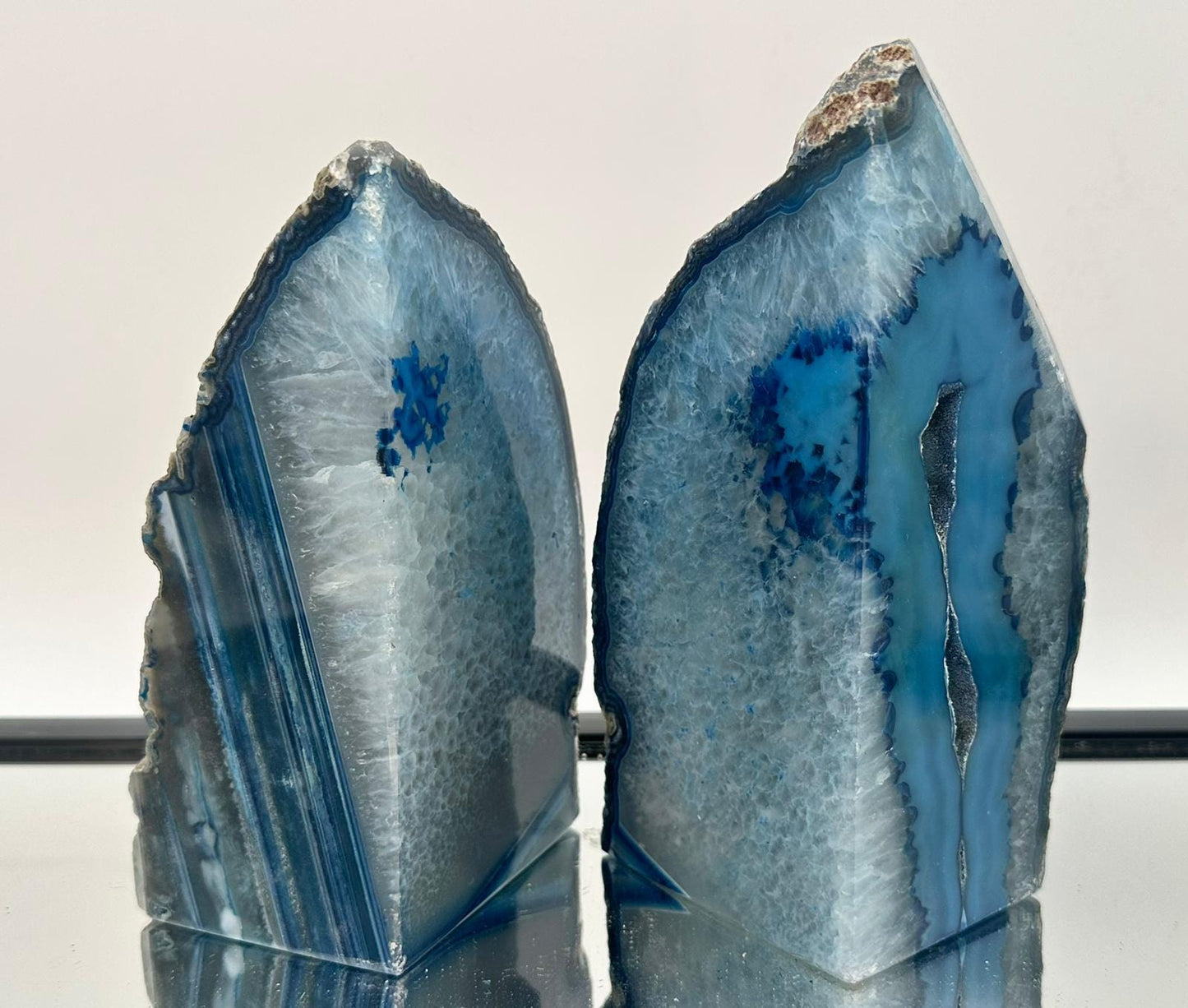 Large Blue Agate Crystal Bookends Home Decor Office Gift Natural Agate Quartz (#60)