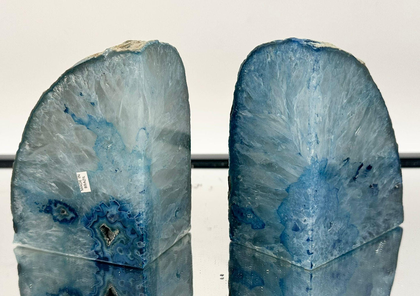 Blue Agate Crystal Bookends Home Decor Office Gift Natural Agate Quartz (#47)