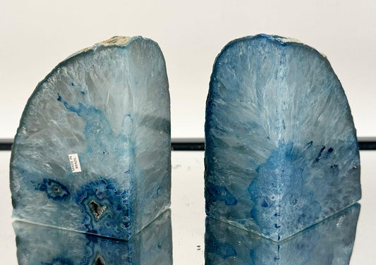 Blue Agate Crystal Bookends Home Decor Office Gift Natural Agate Quartz (#47)