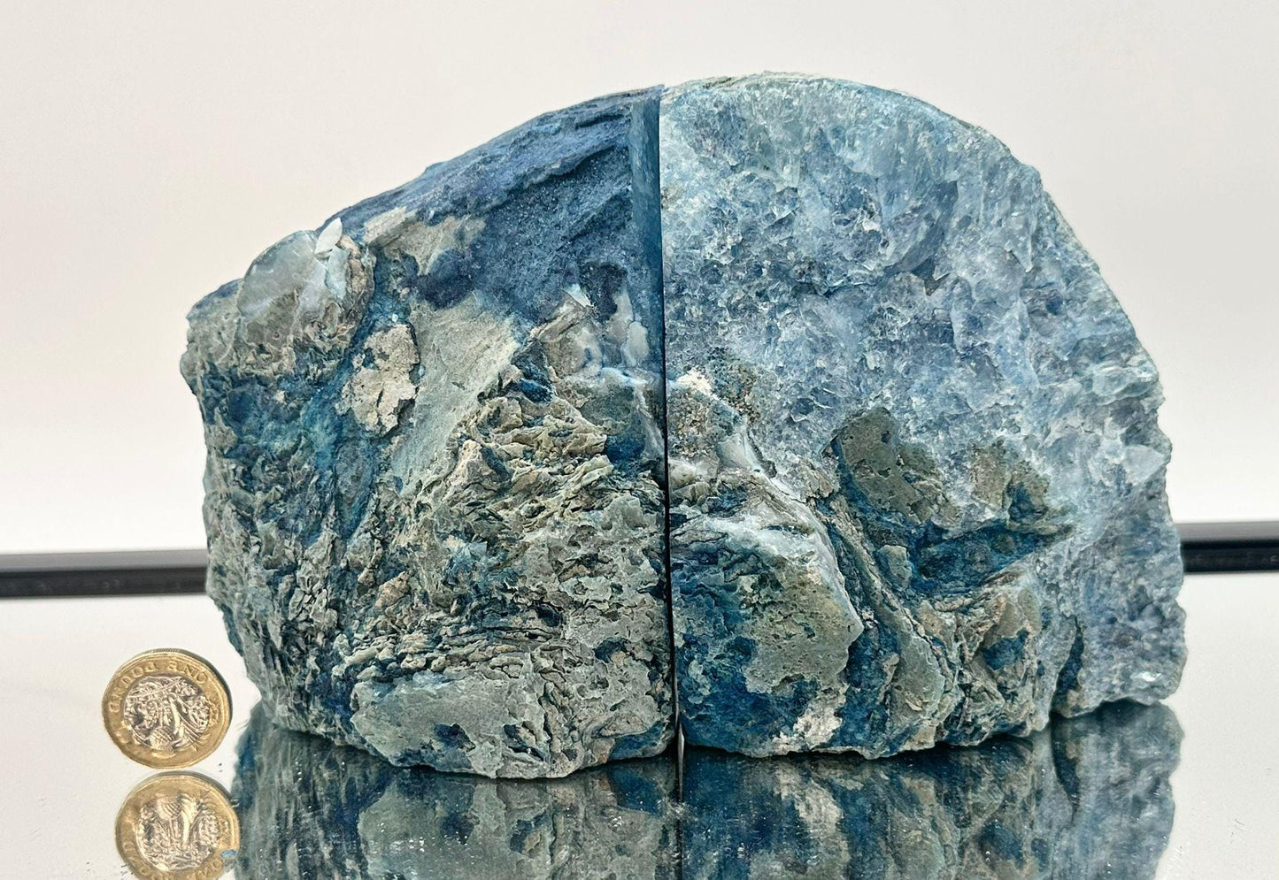 Blue Agate Crystal Bookends Home Decor Office Gift Natural Agate Quartz (#64)