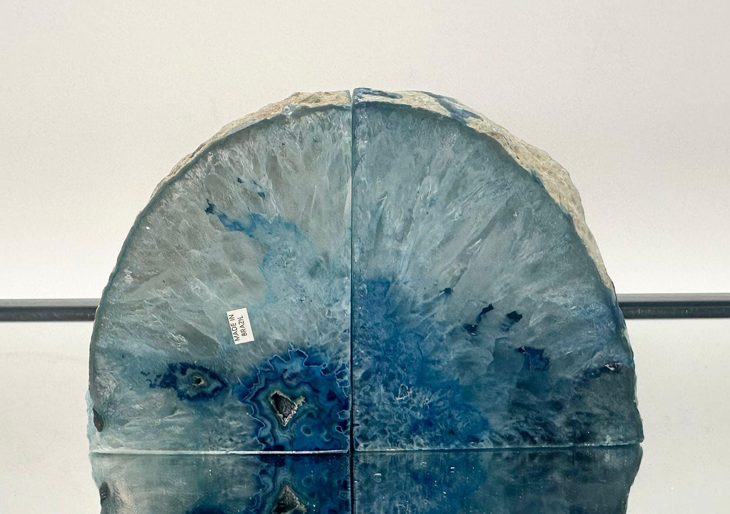 Blue Agate Crystal Bookends Home Decor Office Gift Natural Agate Quartz (#47)