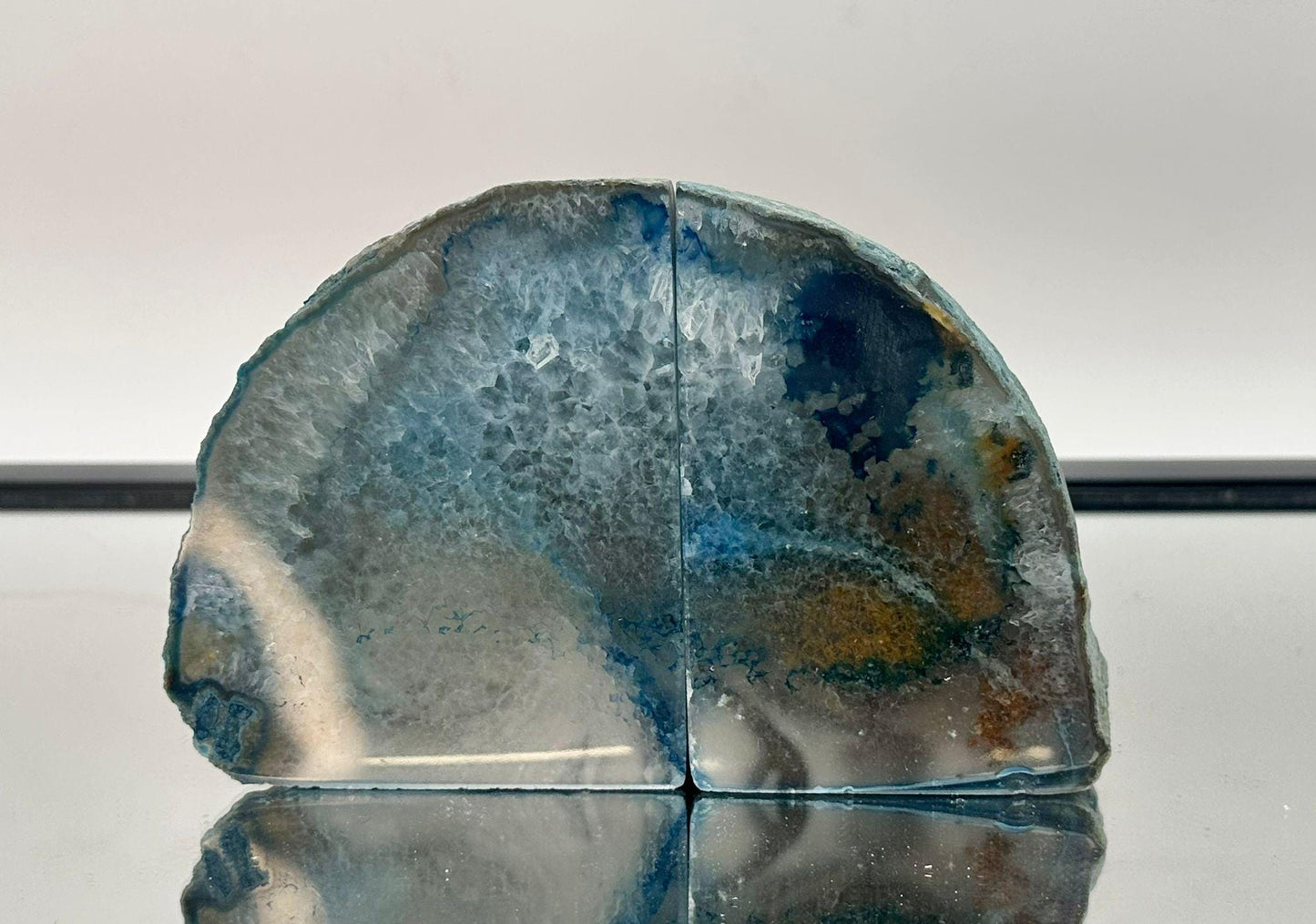 Blue Agate Crystal Bookends Home Decor Office Gift Natural Agate Quartz (#28)