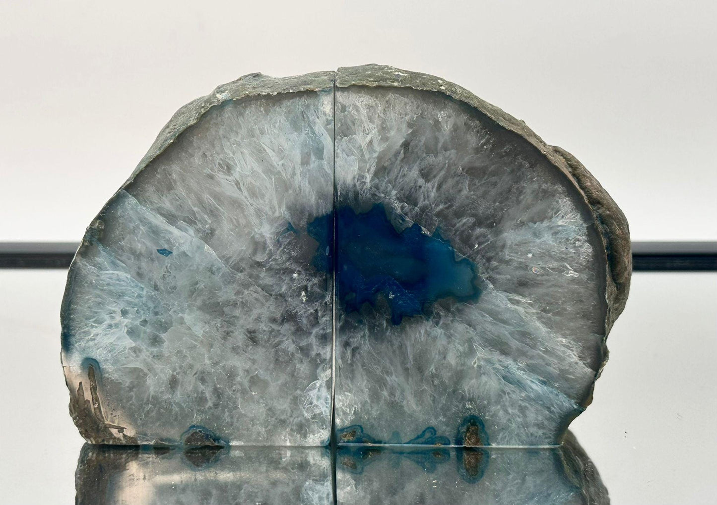 Large Blue Agate Crystal Bookends Home Decor Office Gift Natural Agate Quartz (#20)