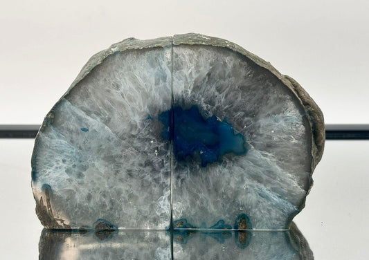 Large Blue Agate Crystal Bookends Home Decor Office Gift Natural Agate Quartz (#20)