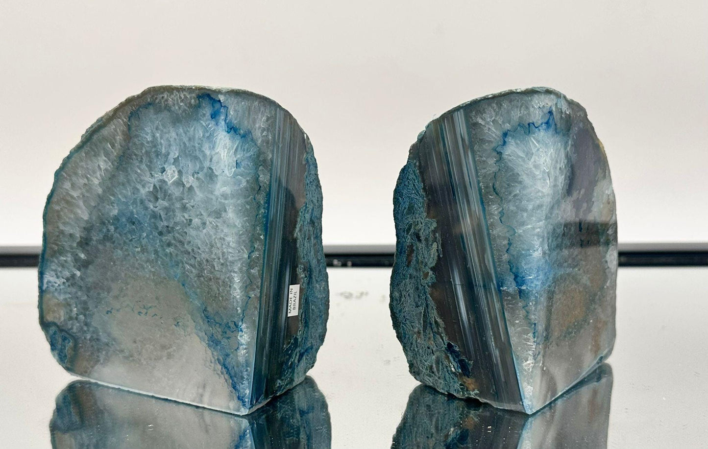 Blue Agate Crystal Bookends Home Decor Office Gift Natural Agate Quartz (#28)
