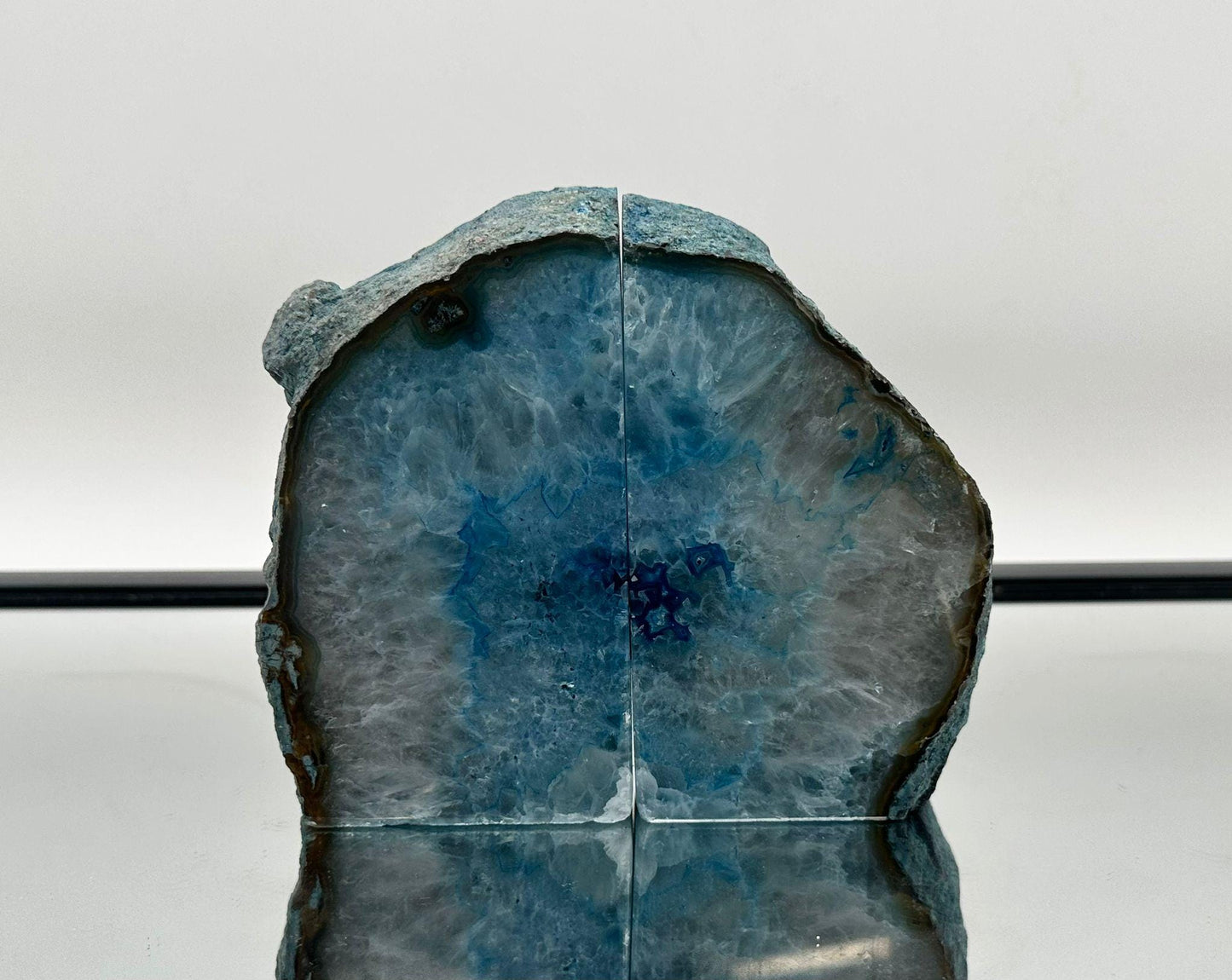 Large Blue Agate Crystal Bookends Home Decor Office Gift Natural Agate Quartz (#7)
