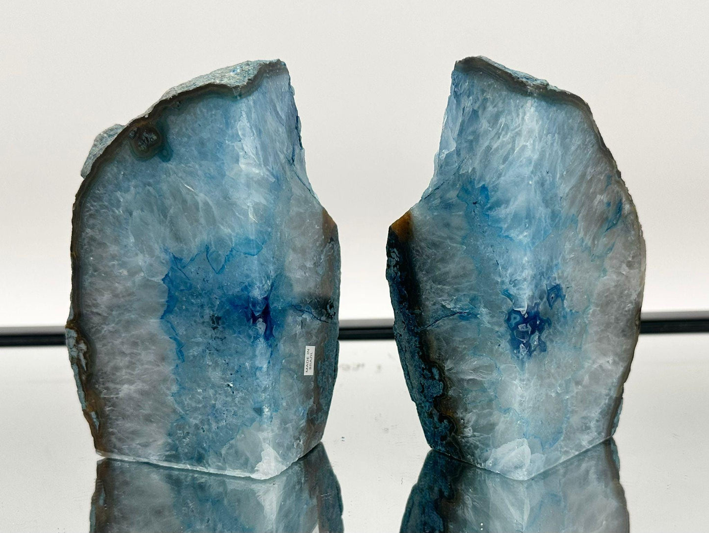 Large Blue Agate Crystal Bookends Home Decor Office Gift Natural Agate Quartz (#7)