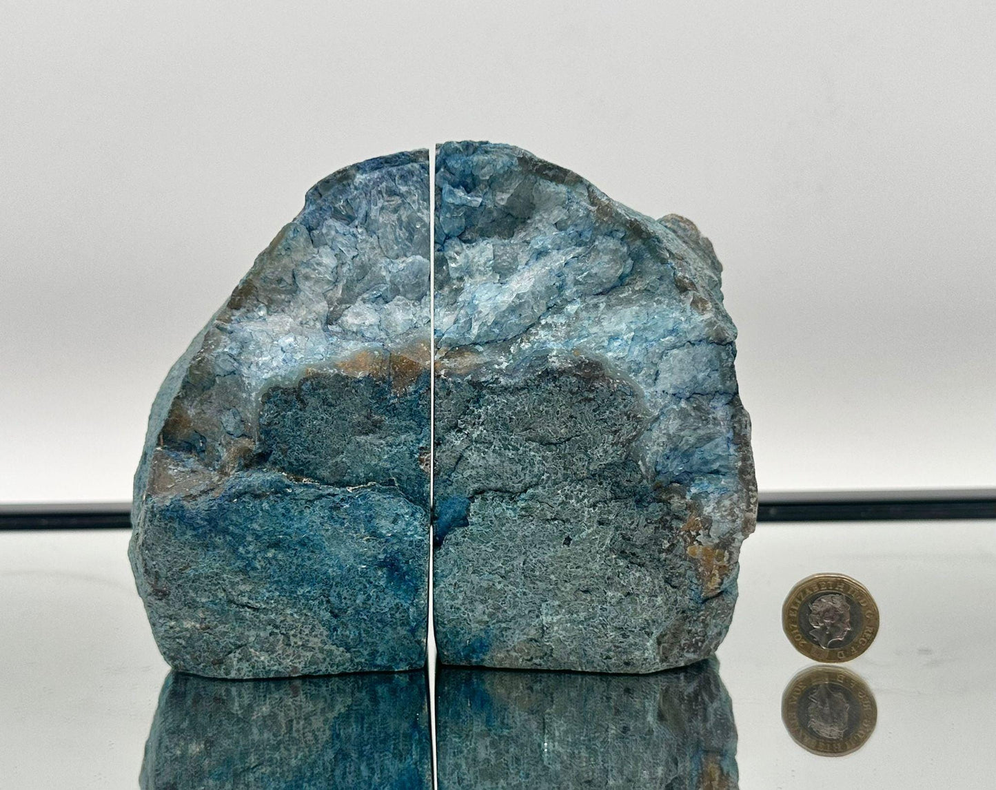 Large Blue Agate Crystal Bookends Home Decor Office Gift Natural Agate Quartz (#7)