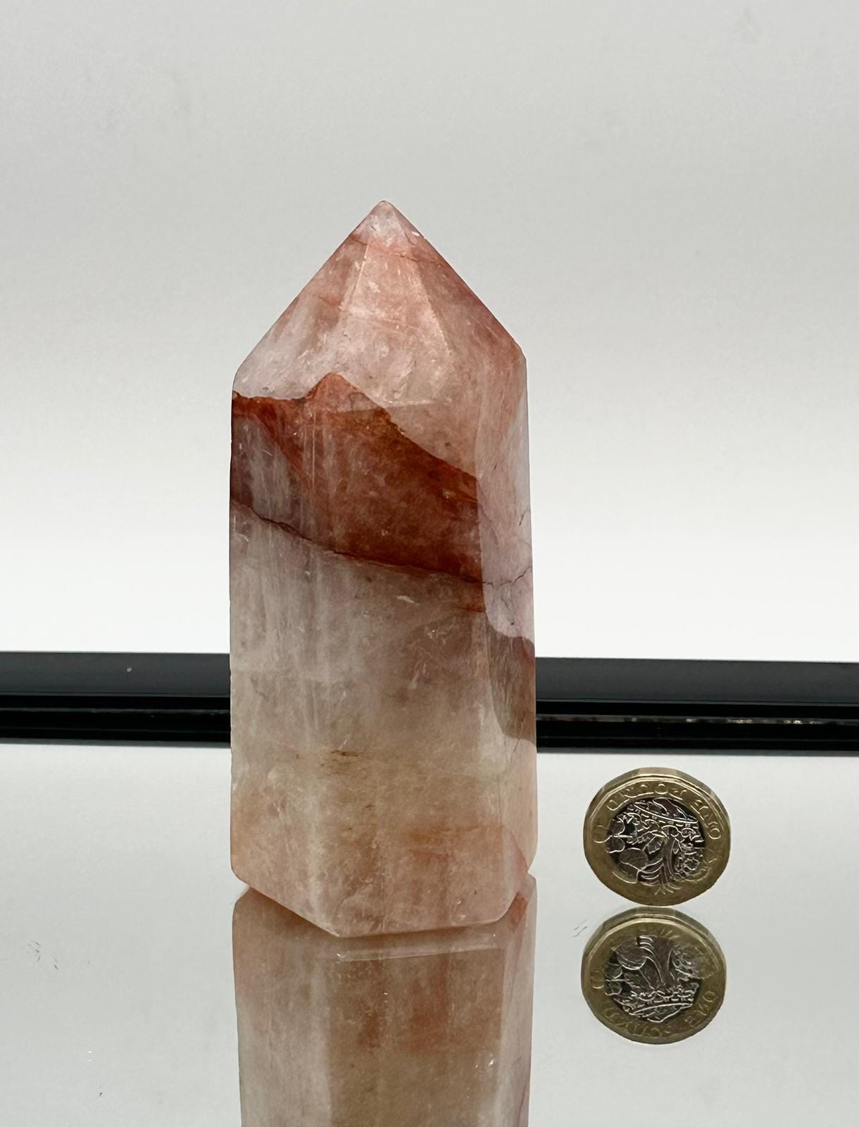 Fire Quartz Crystal Point Red Hematoid Quartz Prism | Polished Madagascar Quartz Tower #1