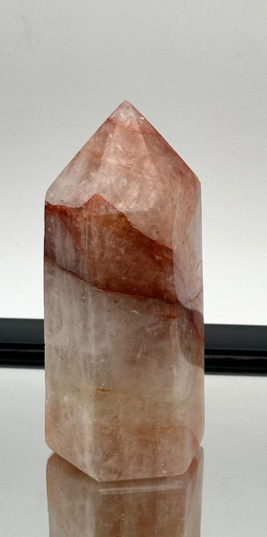 Fire Quartz Crystal Point Red Hematoid Quartz Prism | Polished Madagascar Quartz Tower #1