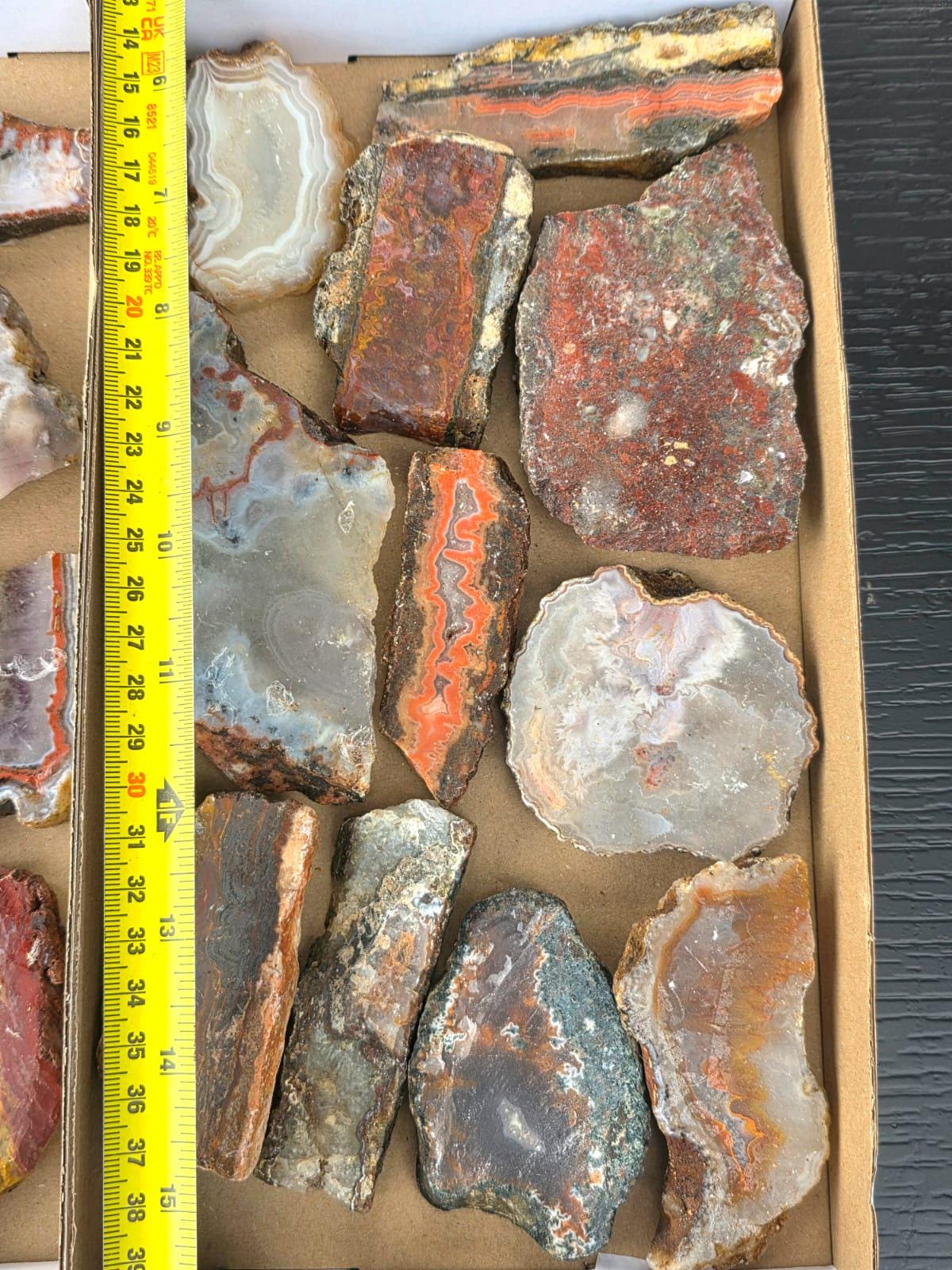 Moroccan Agate Slices Rough Lapidary Material Tray | Pre-Cut Agate for Cabbing & Tumbling