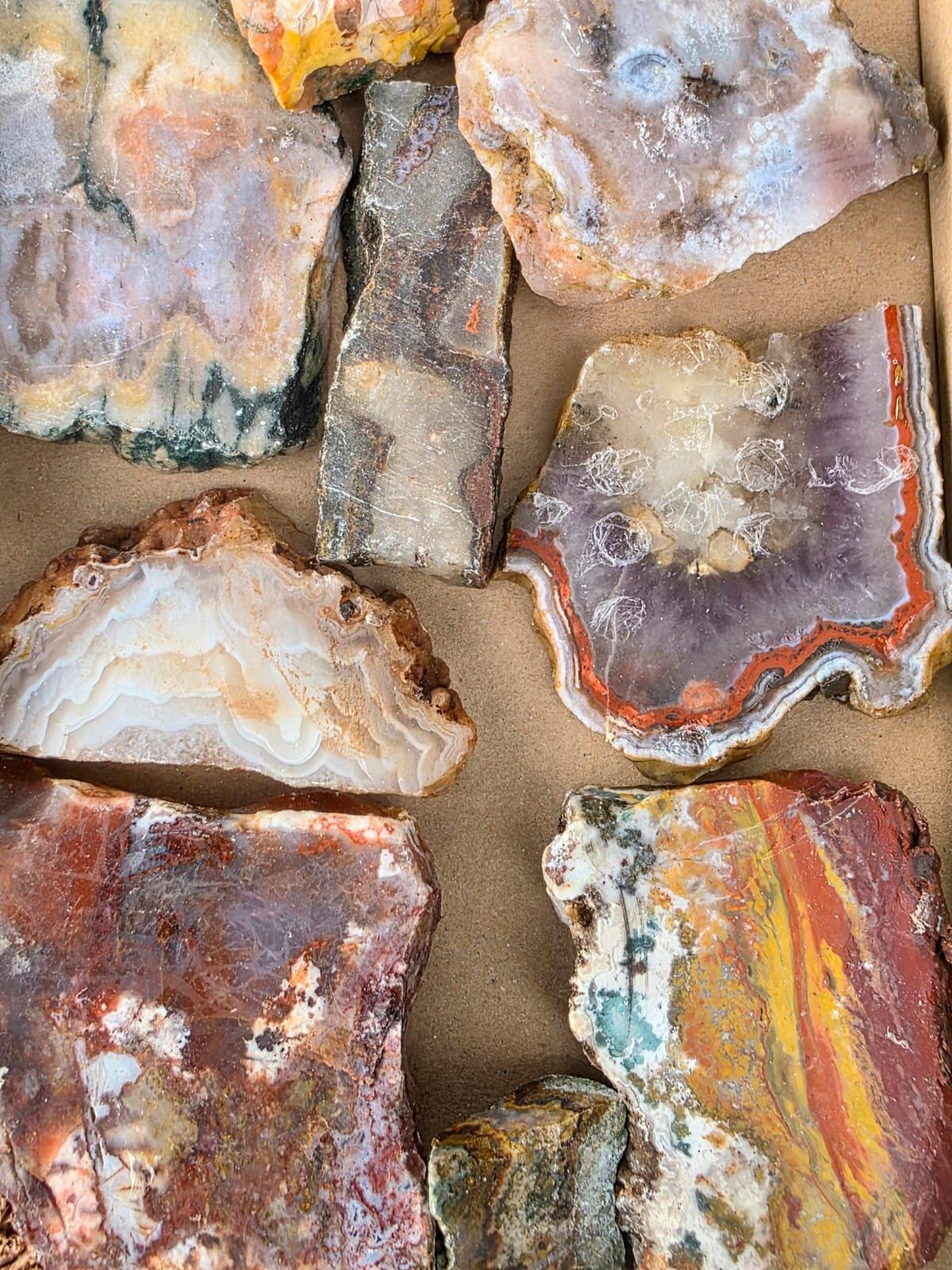 Moroccan Agate Slices Rough Lapidary Material Tray | Pre-Cut Agate for Cabbing & Tumbling