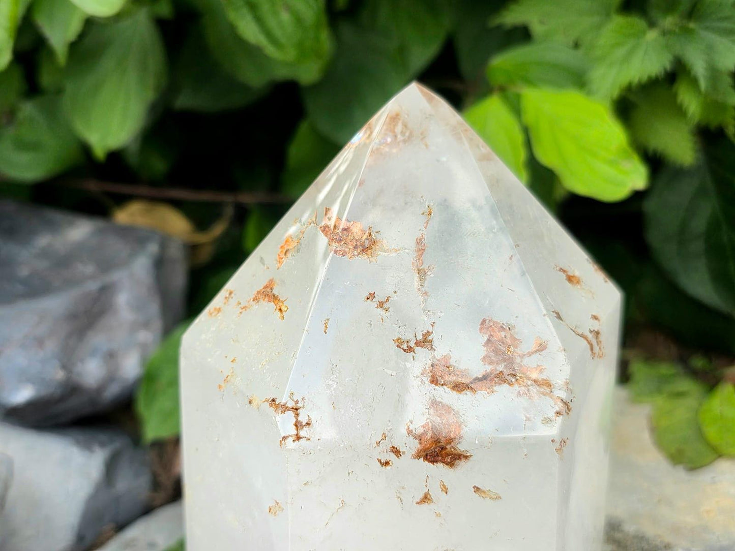Large Copper inclusion Quartz Crystal Prism Tower 2.62KG  (#DP)