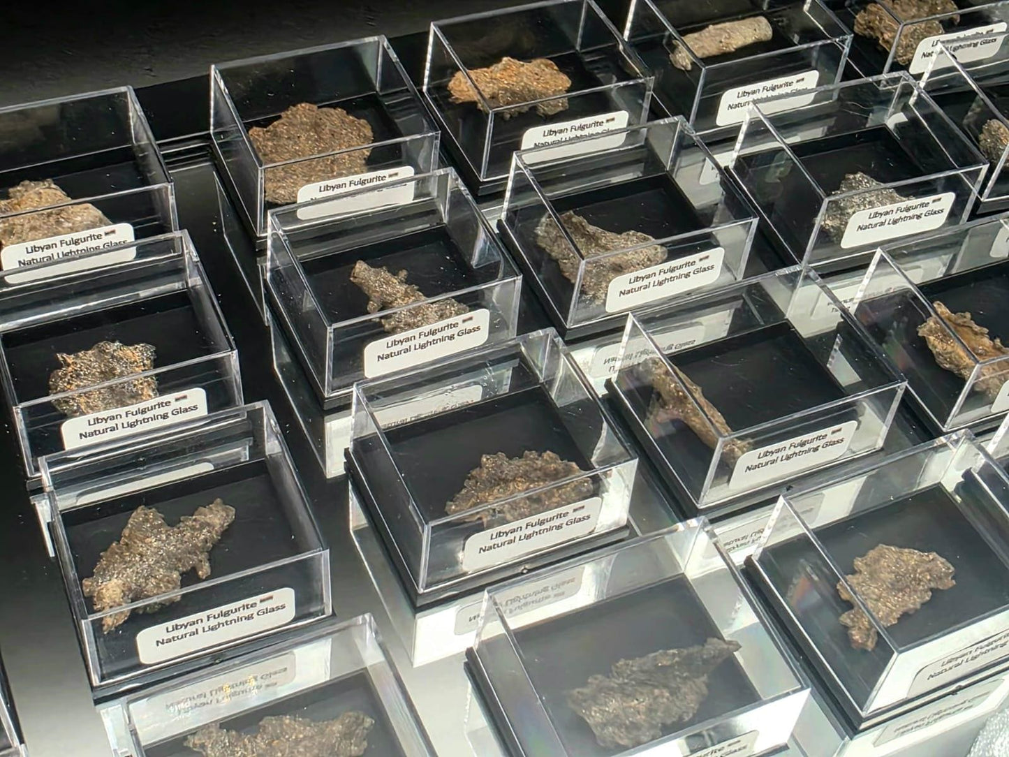Small Fulgurite Collector Specimen in Display Case - Petrified Lightning Stone Glass from Algeria Desert