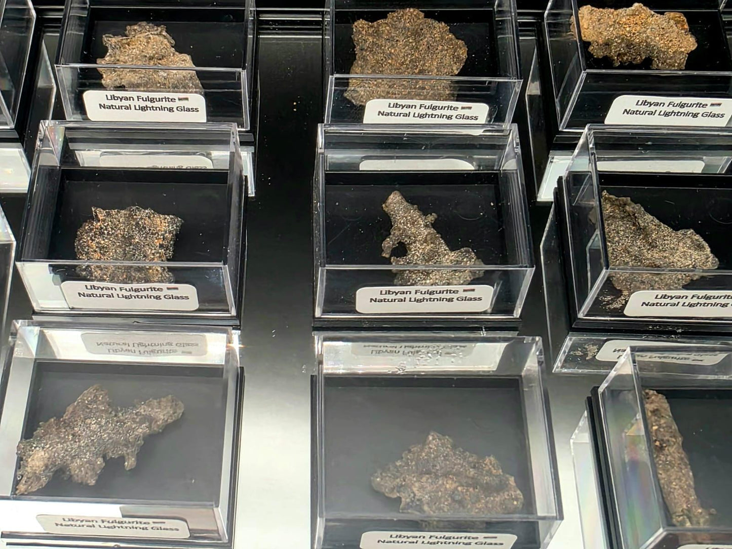 Small Fulgurite Collector Specimen in Display Case - Petrified Lightning Stone Glass from Algeria Desert