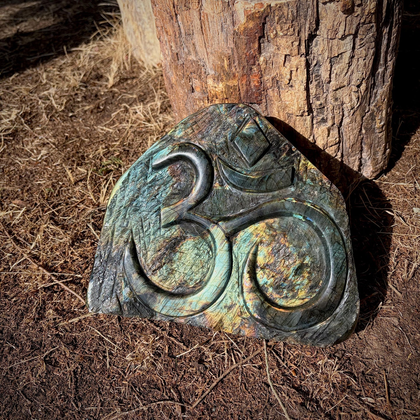 Large Labradorite Sacred Om Symbol Crystal Freeform | 8.1kg