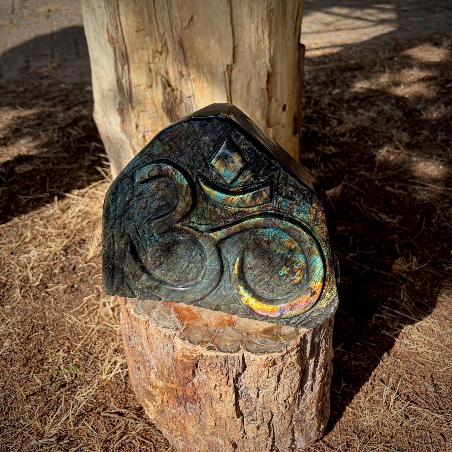 Large Labradorite Sacred Om Symbol Crystal Freeform | 8.1kg