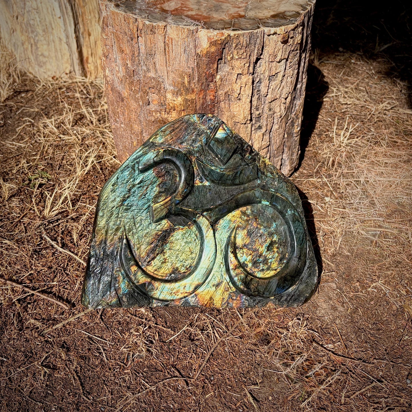 Large Labradorite Sacred Om Symbol Crystal Freeform | 8.1kg