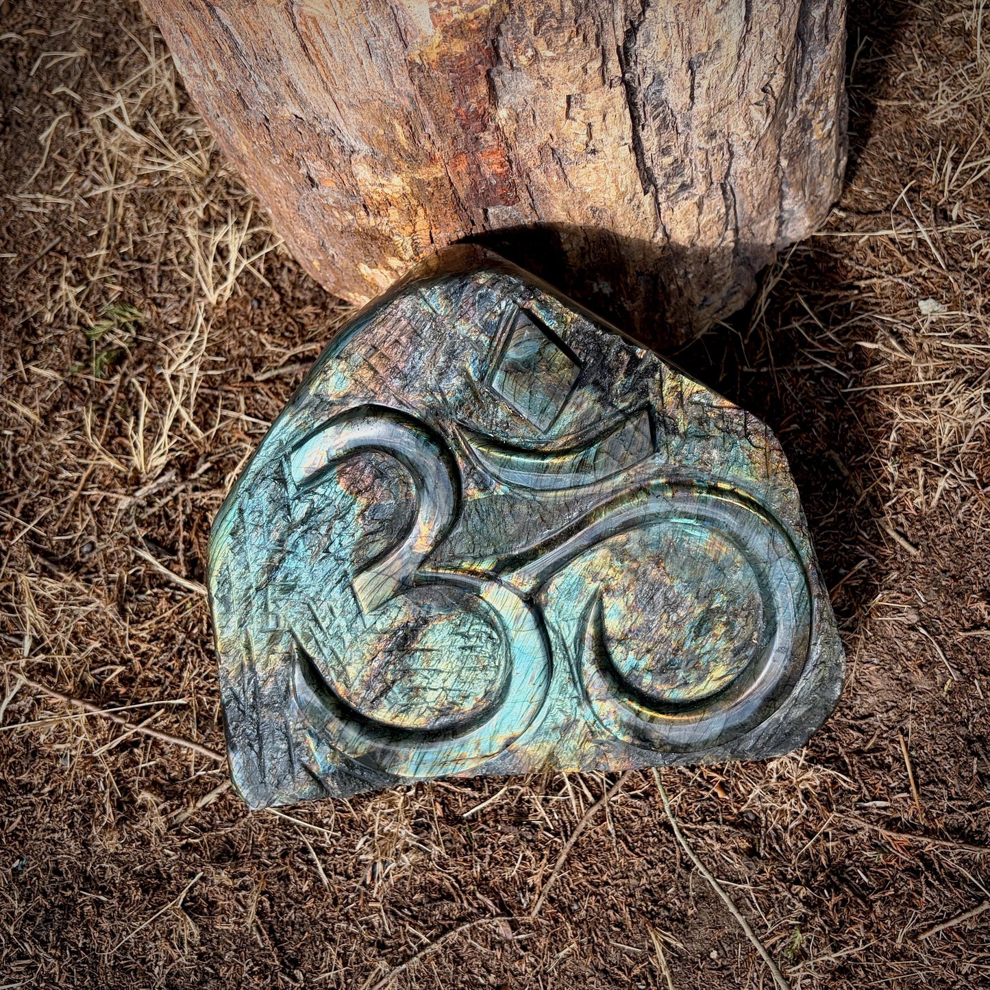 Large Labradorite Sacred Om Symbol Crystal Freeform | 8.1kg