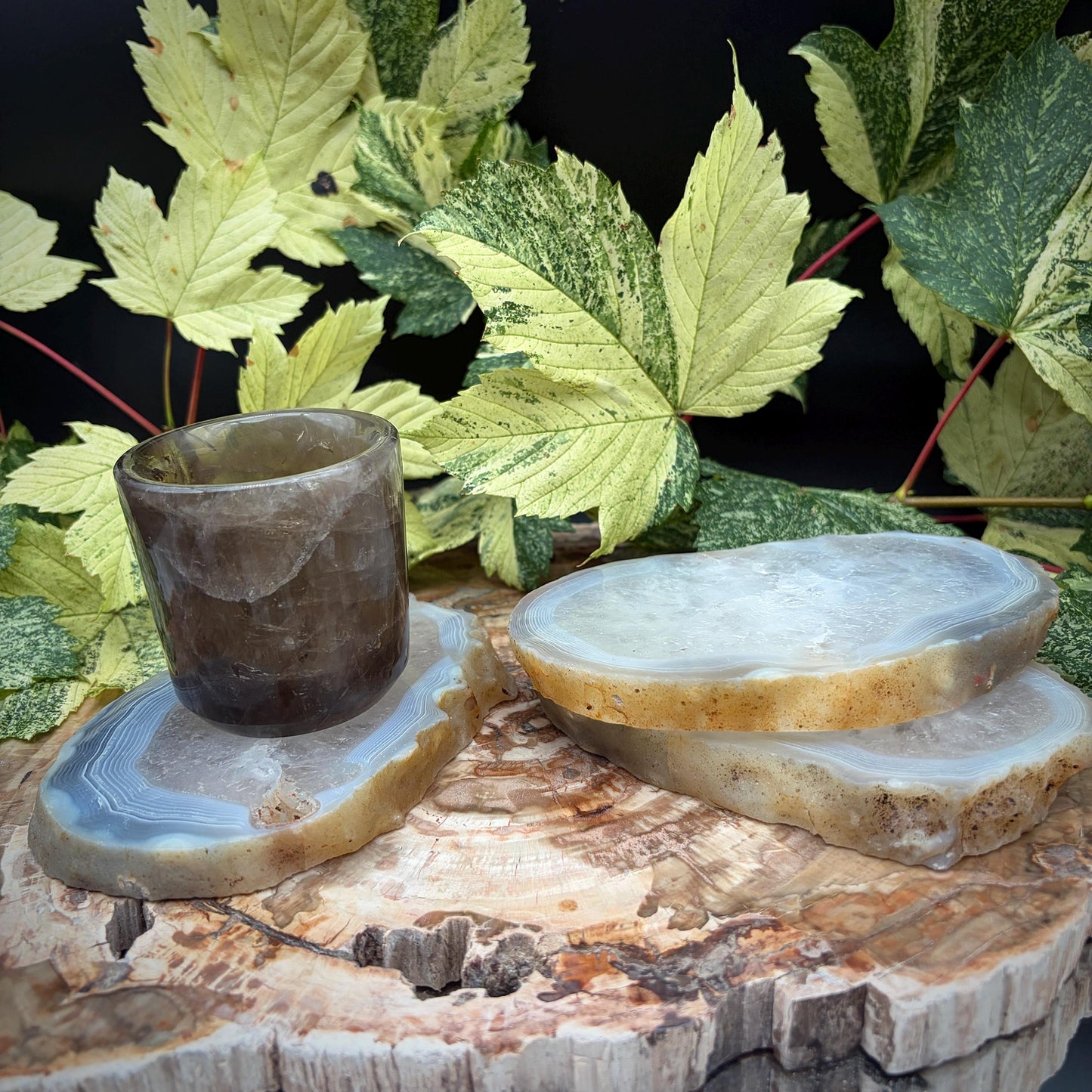 Agate Crystal Slice Set of 3 | Natural Banded  | Crystal Home Decor |  1.4kg #15