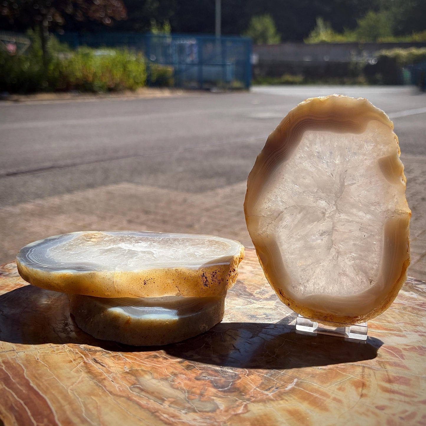 Agate Crystal Slice Set of 3 | Natural Banded  | Crystal Home Decor |  1.4kg #15