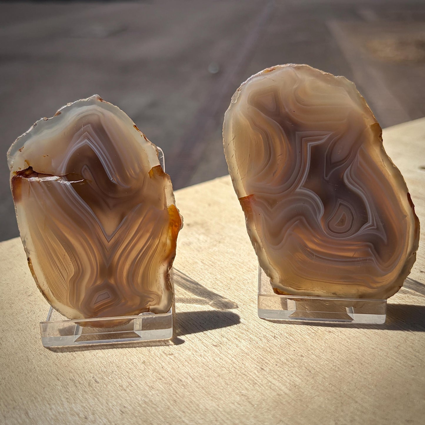 Agate Crystal Slice Set of 2 | Natural Banded  | Crystal Home Decor |  188g #12