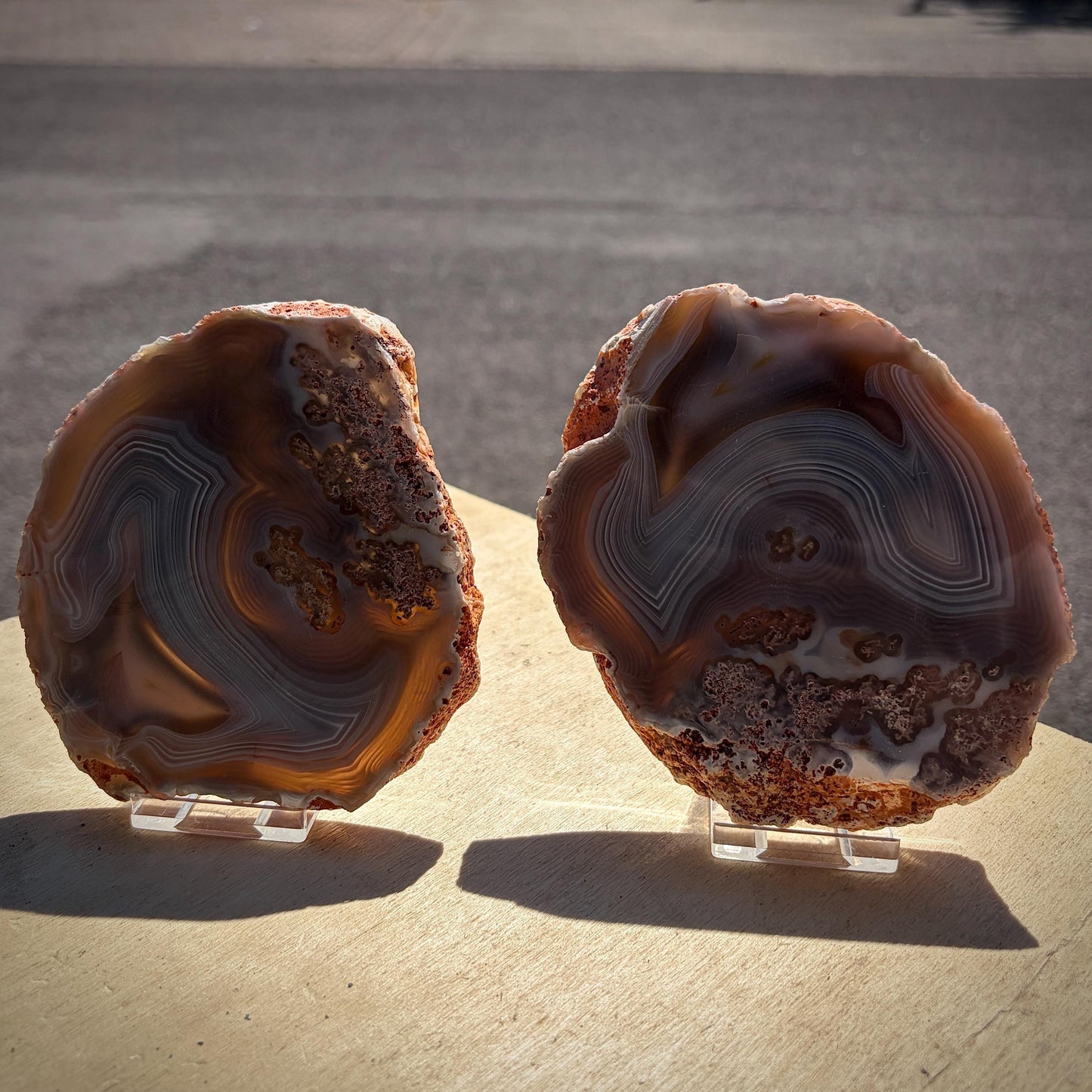 Agate Crystal Slice Set of 2 | Natural Banded  | Crystal Home Decor |  833g #11