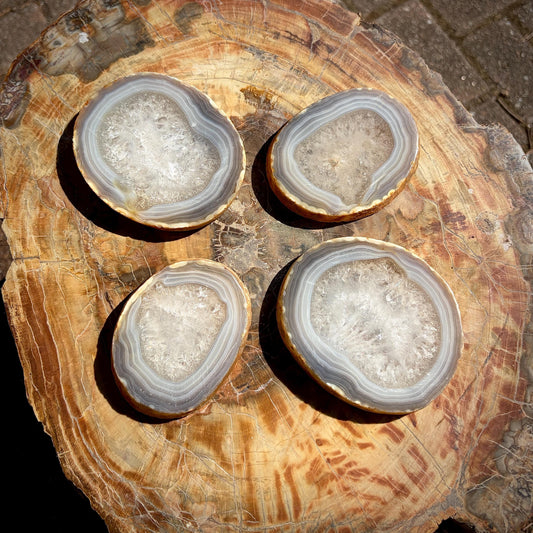 Agate Crystal Slice Set of 4 | Natural Banded  | Crystal Home Decor |  809g #6