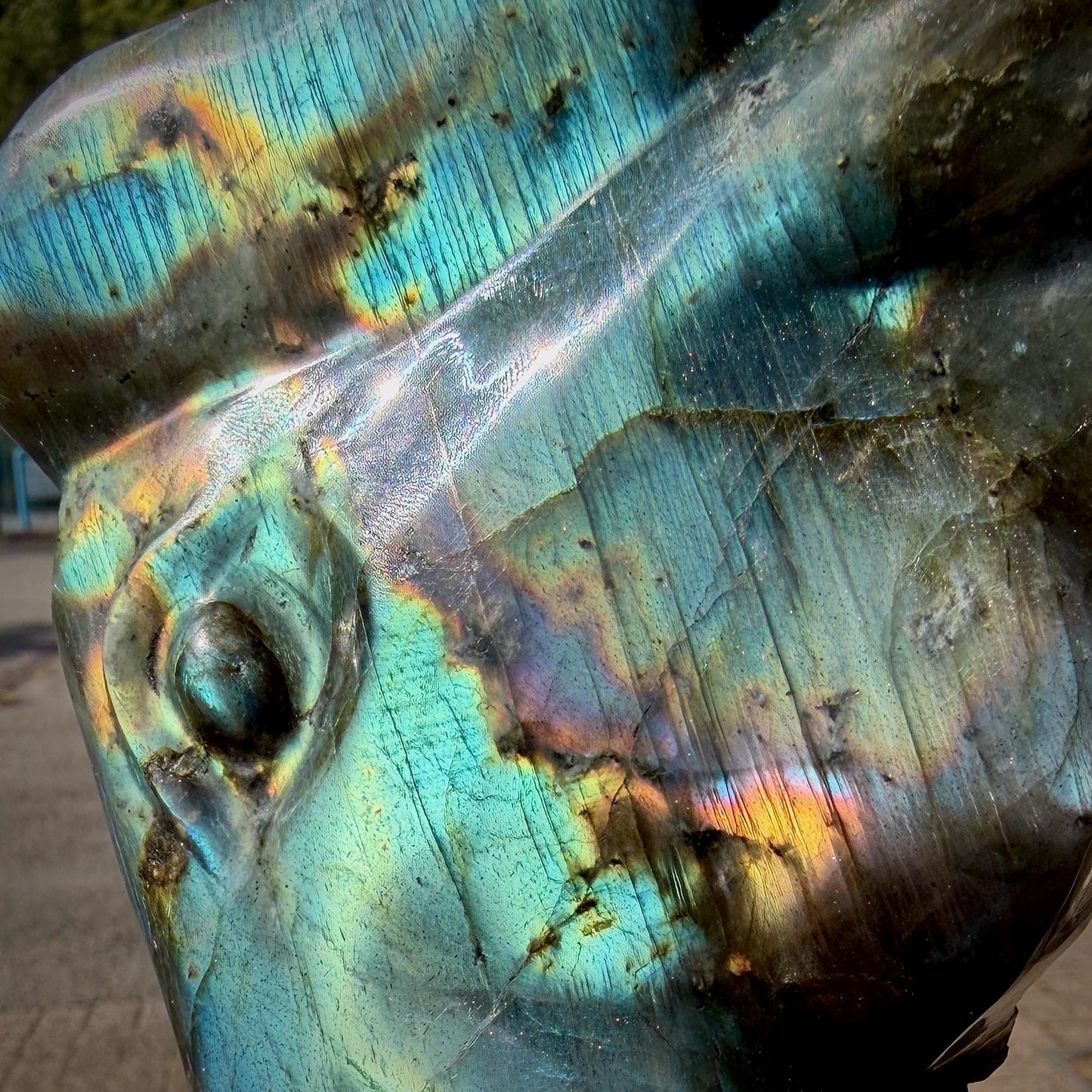 Labradorite Bull Crystal Carving | Hand Carved & Polished | Madagascan Labradorite Sculpture | 1.27kg