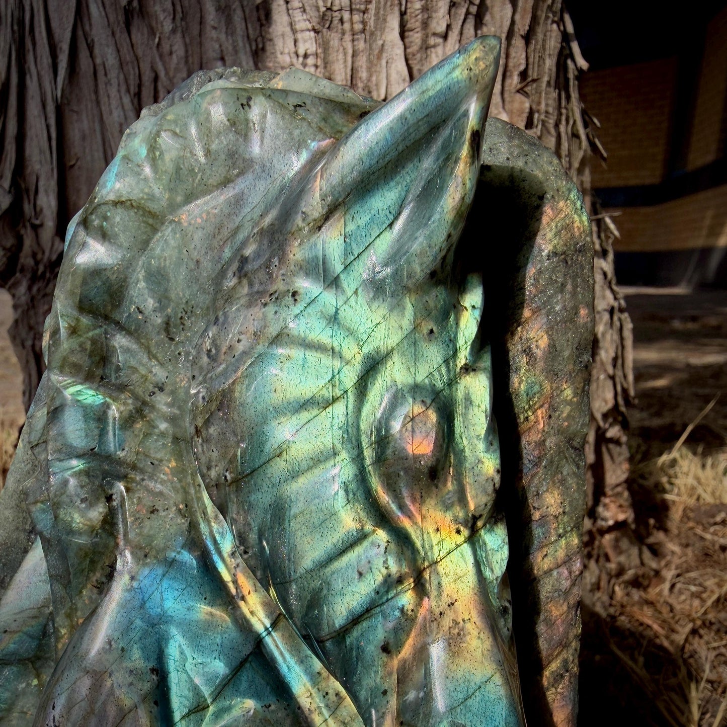 Labradorite Seahorse Crystal Carving | Hand Carved & Polished | Madagascan Labradorite Sculpture | 3.1kg