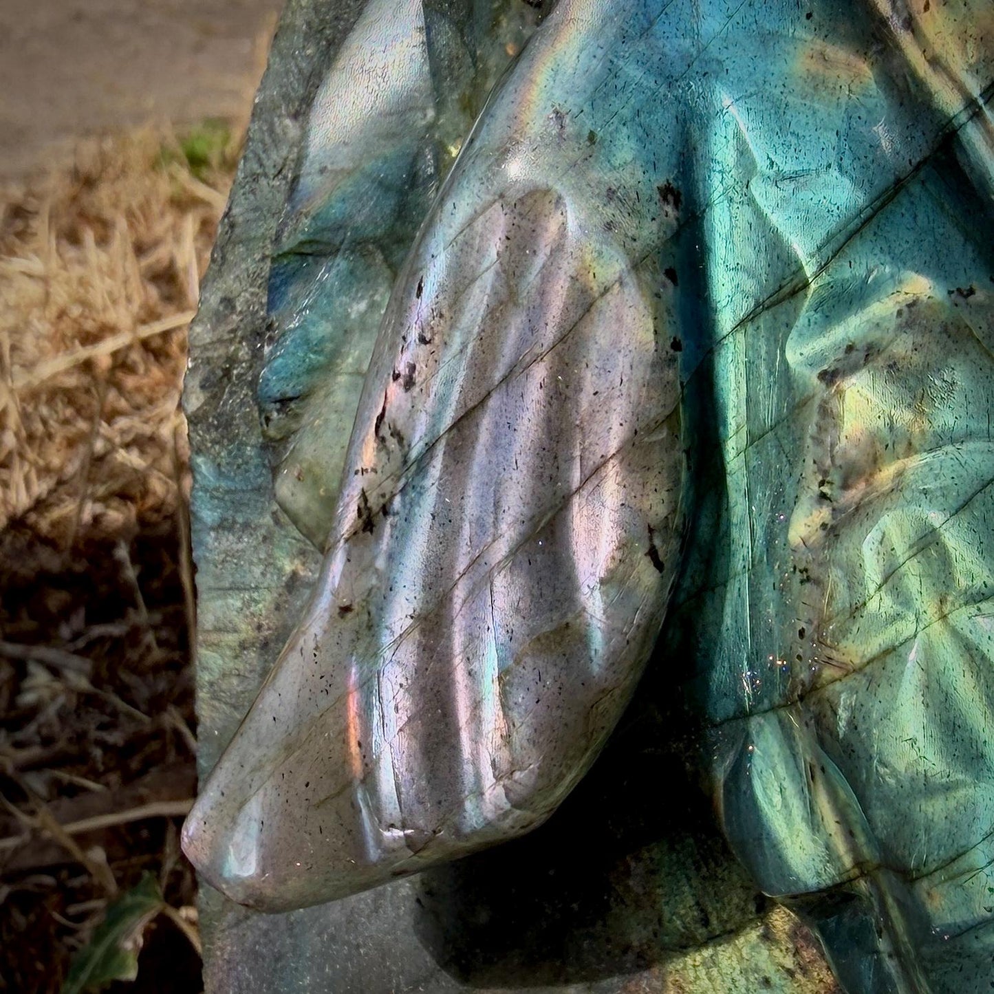 Labradorite Seahorse Crystal Carving | Hand Carved & Polished | Madagascan Labradorite Sculpture | 3.1kg