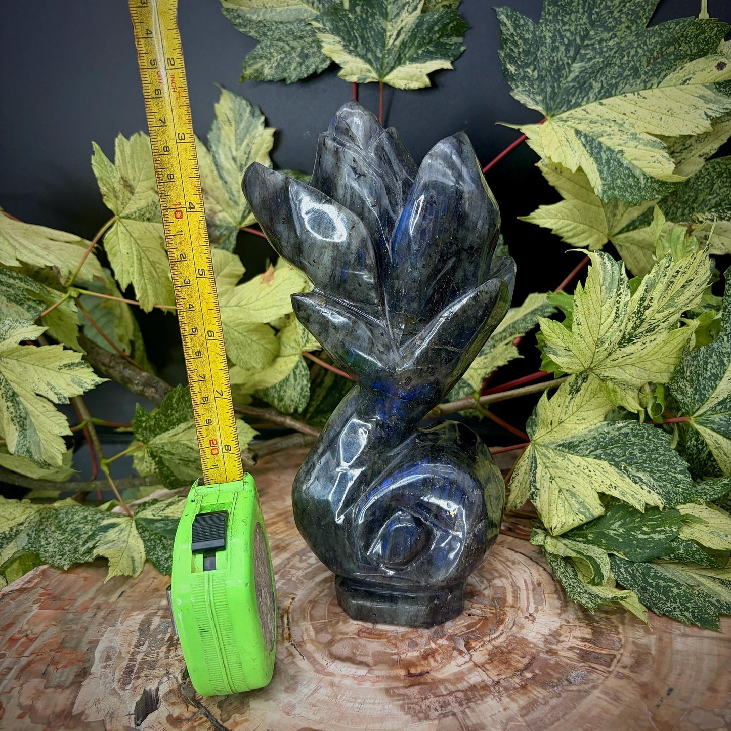 Labradorite Flower Sculpture | Hand Carved Floral Carving | Botanical Home Decor | 2kg