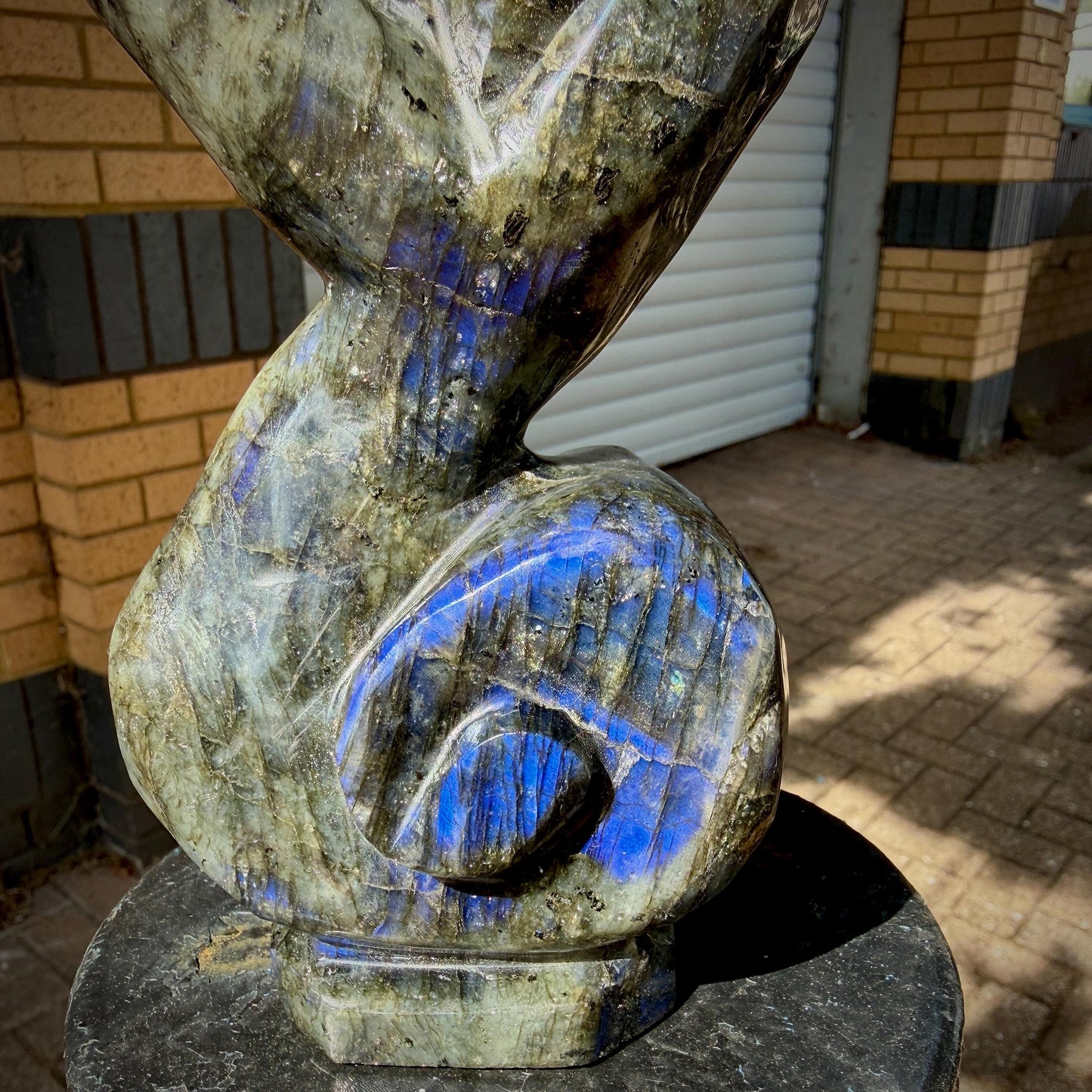 Labradorite Flower Sculpture | Hand Carved Floral Carving | Botanical Home Decor | 2kg