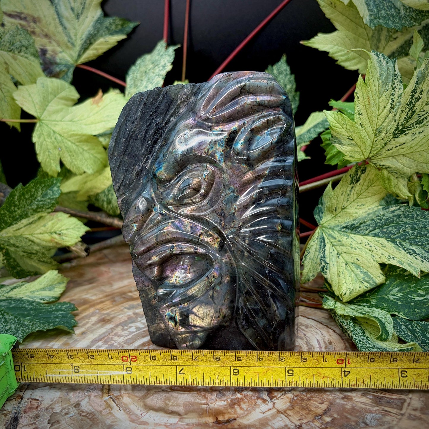Labradorite Lion Crystal Carving | Purple & Sunset Labradorite Sculpture | Safari Decor | Wildlife Gift | 1.28kg