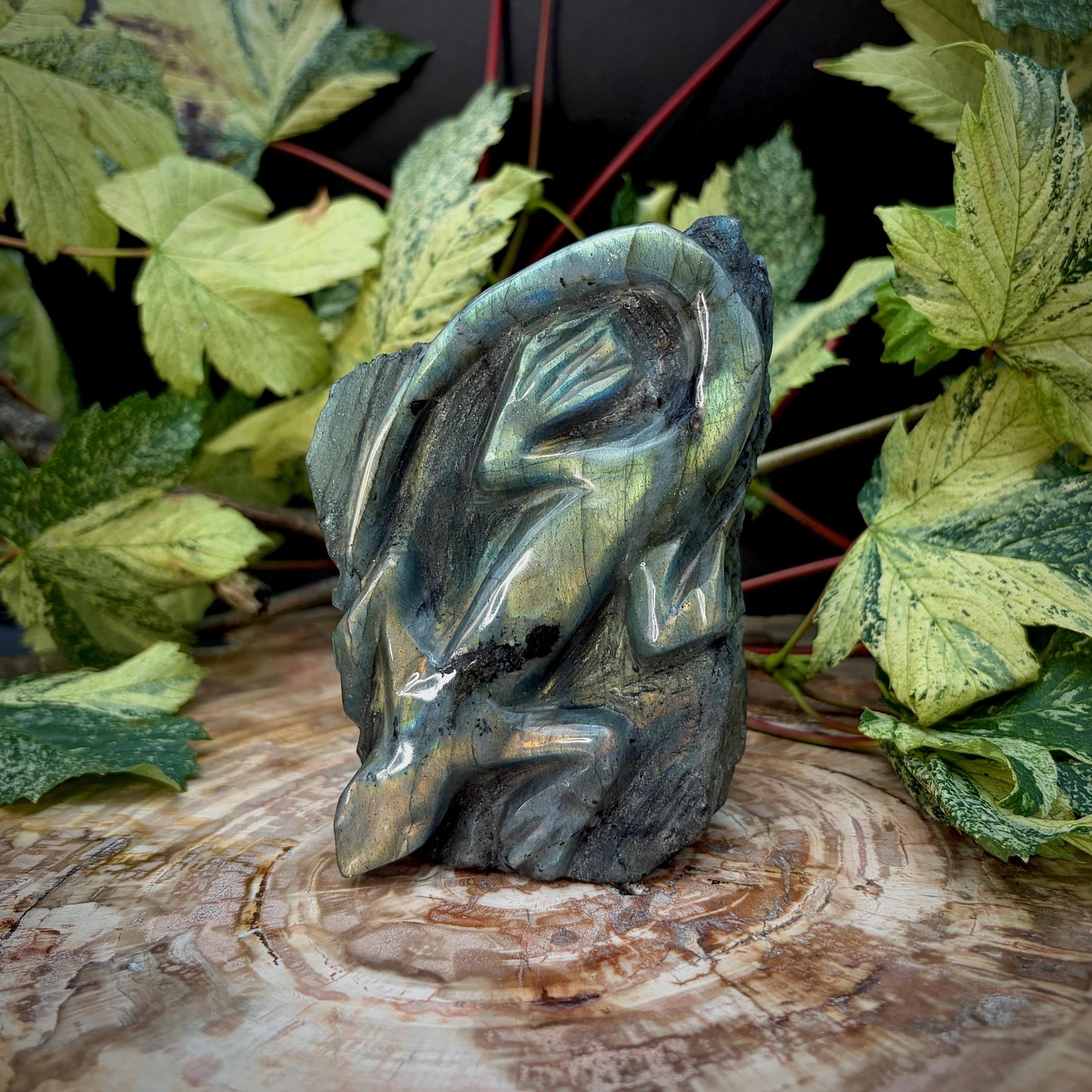 Labradorite Lizard Crystal Carving | Hand Carved Sculpture | Reptile Home Decor | 774g