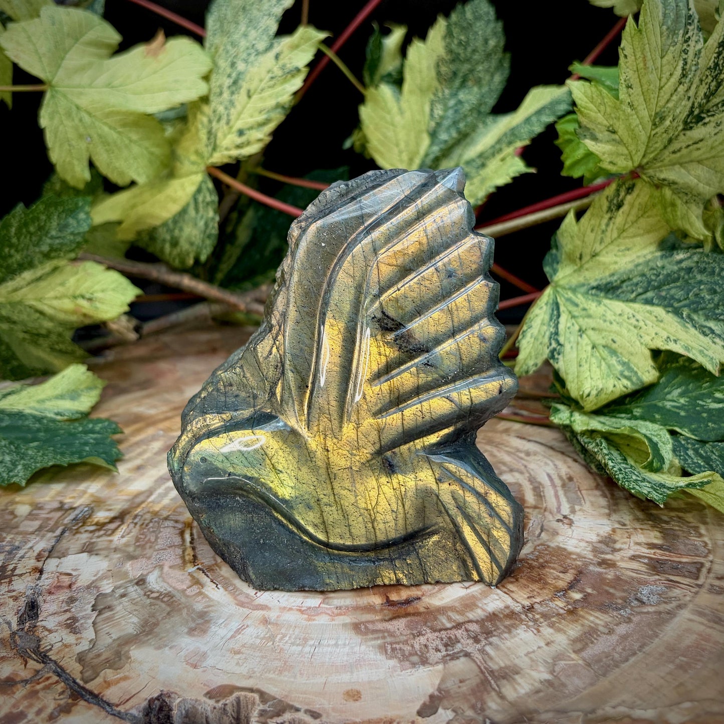 Labradorite Dove Crystal Carving | Peace Dove Sculpture | Symbolic Gift | 609g