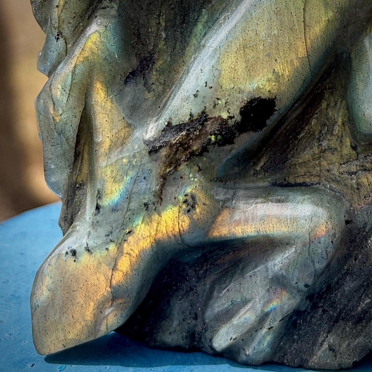Labradorite Lizard Crystal Carving | Hand Carved Sculpture | Reptile Home Decor | 774g