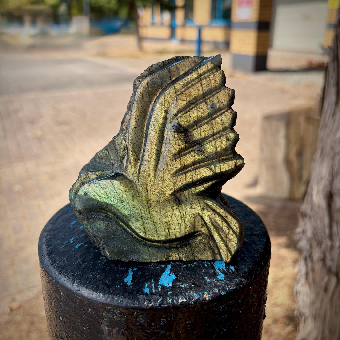 Labradorite Dove Crystal Carving | Peace Dove Sculpture | Symbolic Gift | 609g