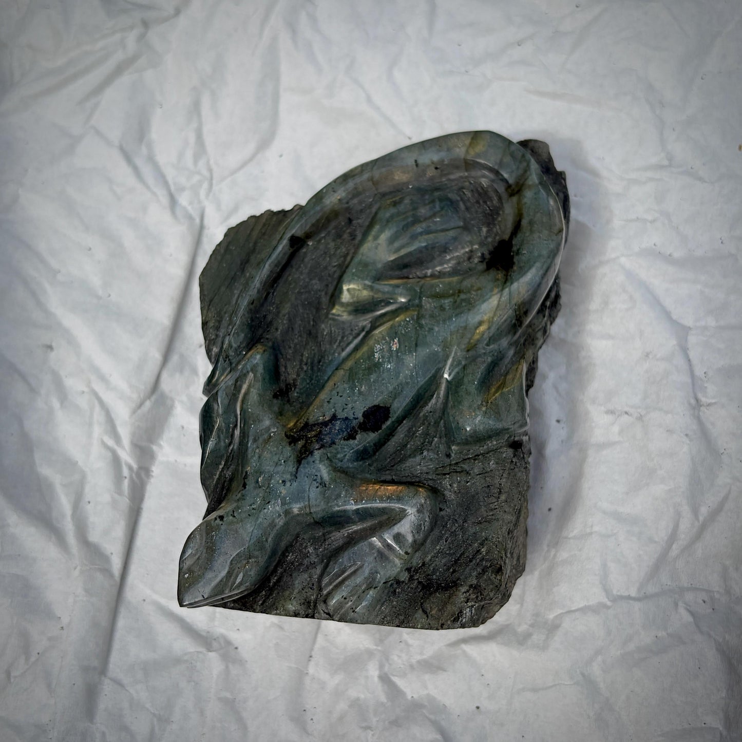 Labradorite Lizard Crystal Carving | Hand Carved Sculpture | Reptile Home Decor | 774g