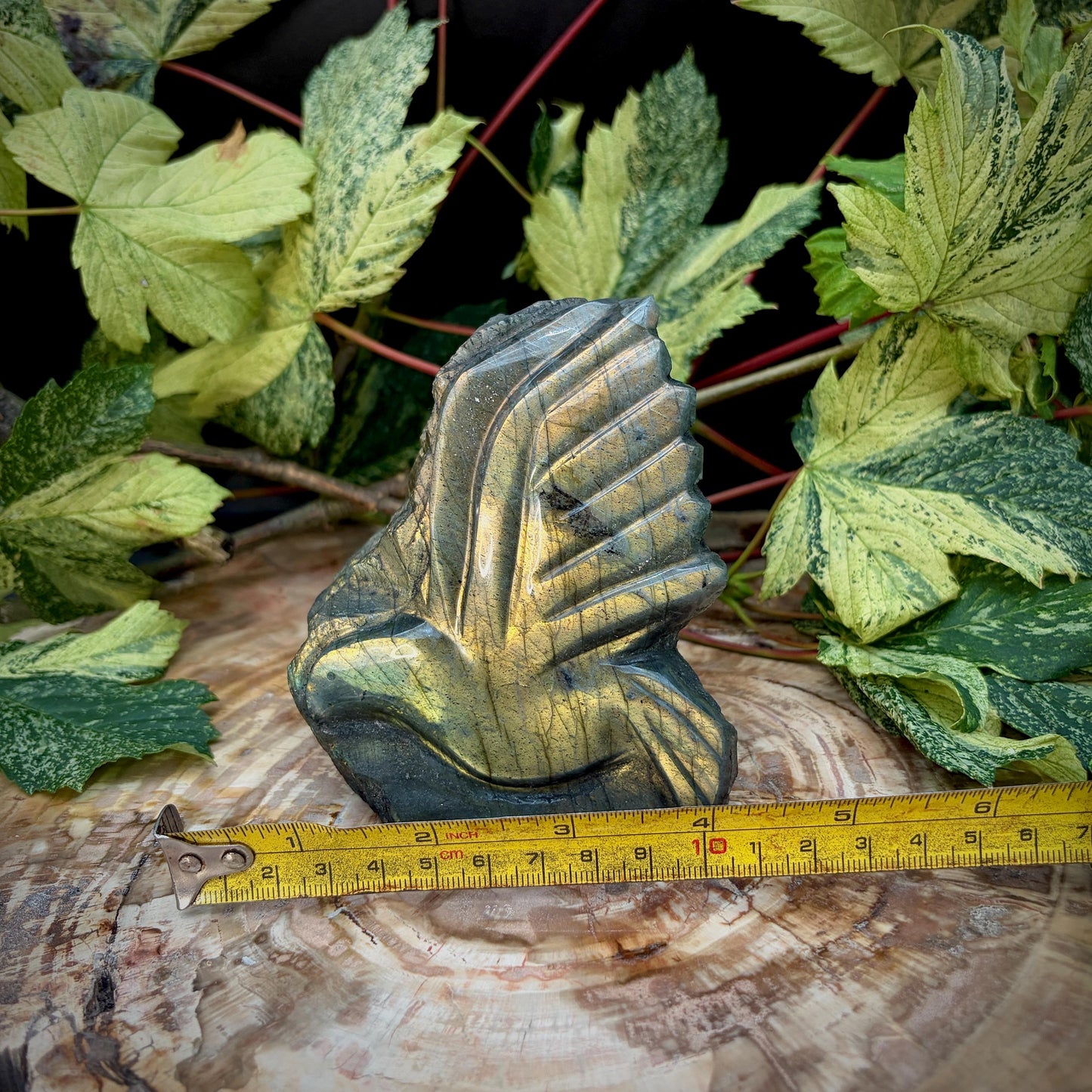 Labradorite Dove Crystal Carving | Peace Dove Sculpture | Symbolic Gift | 609g