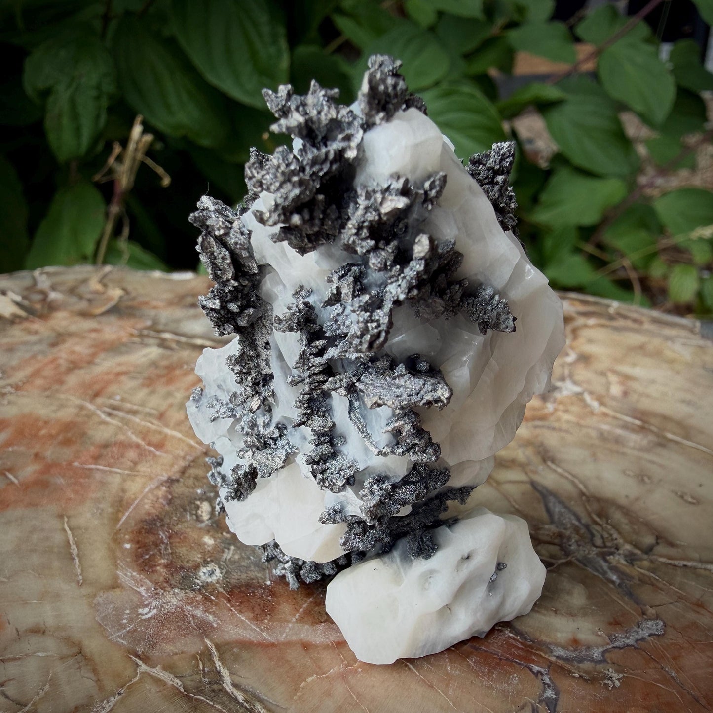Native Silver on Calcite Matrix | Natural Mineral Specimen | Morocco (b6 #6)