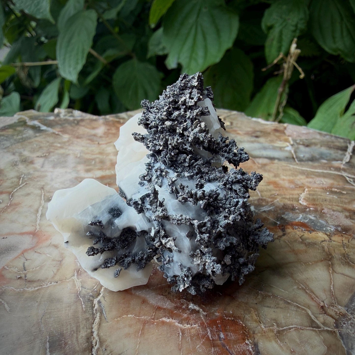 Native Silver on Calcite Matrix | Natural Mineral Specimen | Morocco (b6 #6)