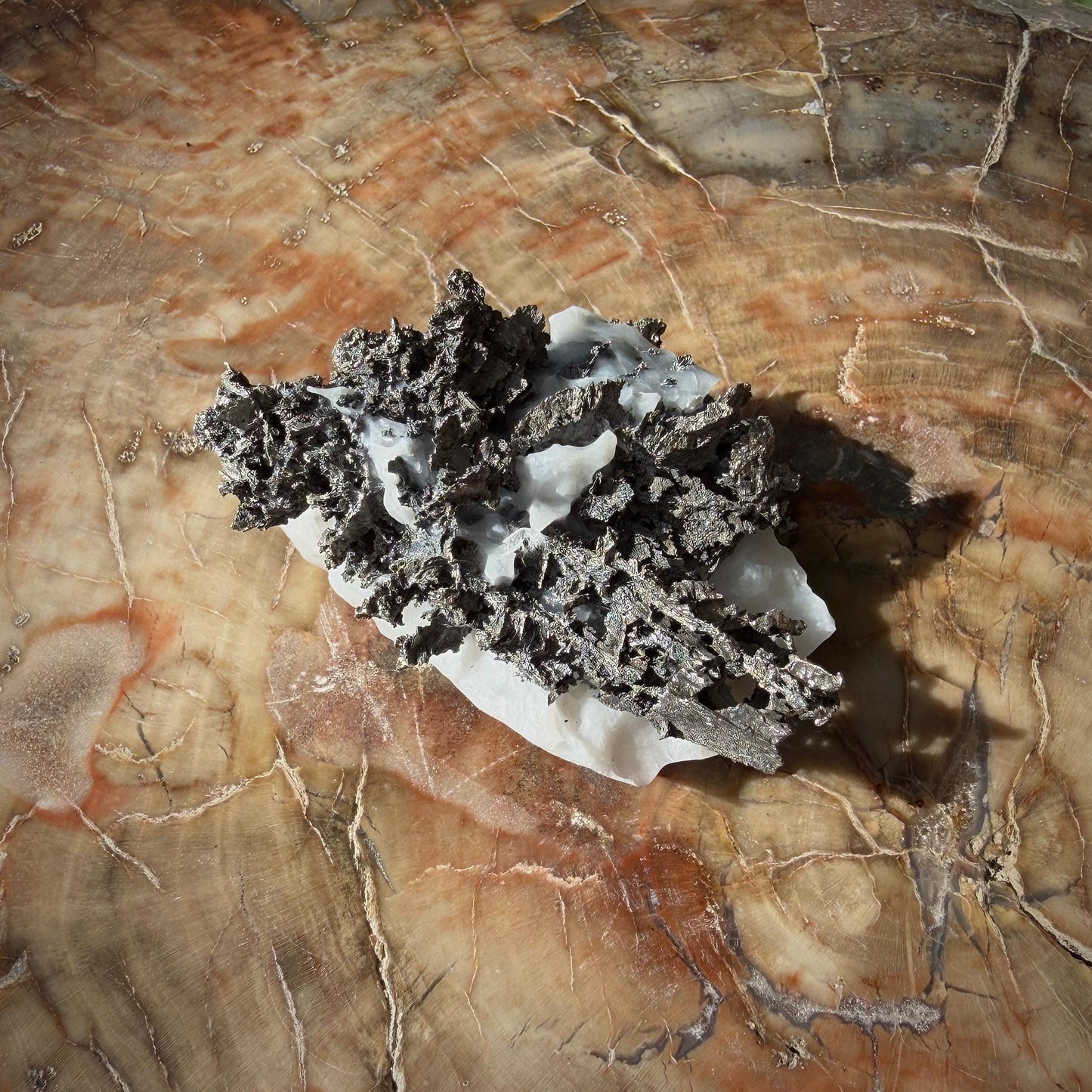 Native Silver on Calcite Matrix | Natural Mineral Specimen | Morocco (b6 #4)